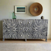 Black Zebra Bone Inlay 2 Door 4 Drawer Buffet