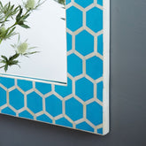 Bone Inlay Honeycomb Floor Mirror Turquoise 2