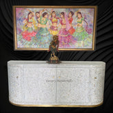 Floral MOP Inlay Bar Cabinet White 1