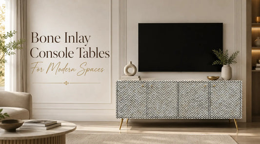 Modern Bone Inlay Media Console Designs Inspired by Minimalist Aesthetics