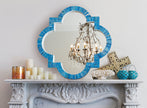 Quatrefoil Colored Bone Inlay Mirror Ocean Blue 1