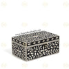 Bone Inlay Floral Design Tissue Box Black