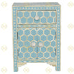 Bone Inlay 1 Drawer 2 Door Bedside Honeycomb Design Sky Blue 1