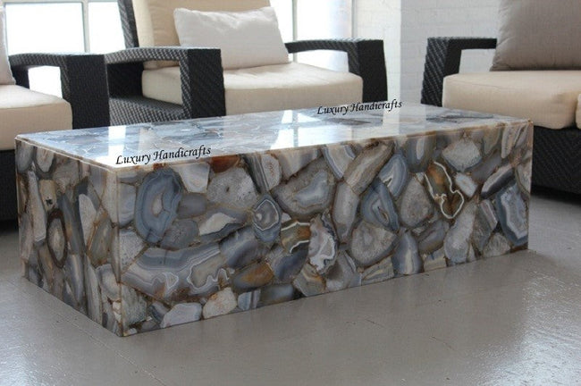 Grey Agate Geode Rectangle Coffee Table 1