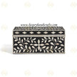 Bone Inlay Floral Design Tissue Box Black