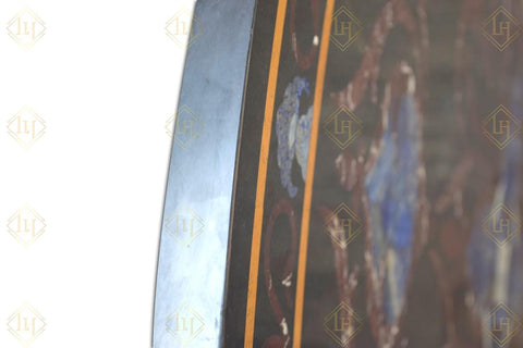 Black Granite Dining Table Top With Gemstones Inlay 4
