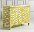 Bone Chest Of 3 Drawer Flower Design Yellow 3