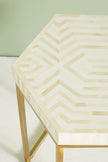 Bone Inlay Hexagonal Stripe Side Table White 2