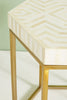 Bone Inlay Hexagonal Stripe Side Table White 3