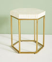 Bone Inlay Hexagonal Stripe Side Table White 1