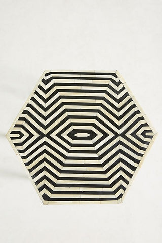 Bone Inlay Hexagonal Stripe Side Table Black 2