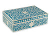 Bone Inlay Box Floral Design Turquoise 2