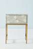 Front view of a grey Ada Bone Inlay Nightstand with 1-drawer 2