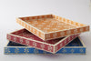 Flower Bone Inlay Tray Orange,red, blue