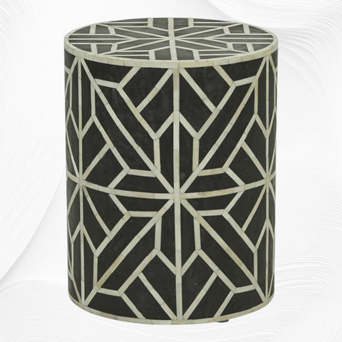 Best Amelia Bone Inlay Geometric Side Table Black 1