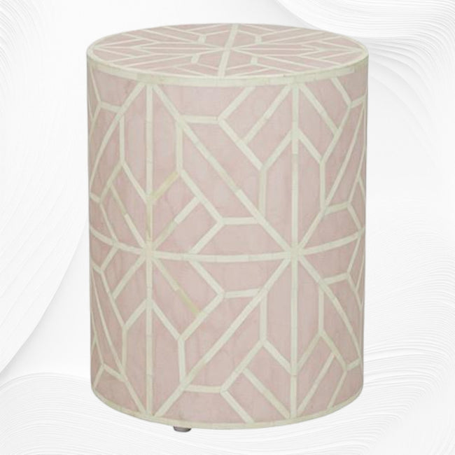 Buy Amelia Bone Inlay Geometric Side Table Blush Pink Online 1