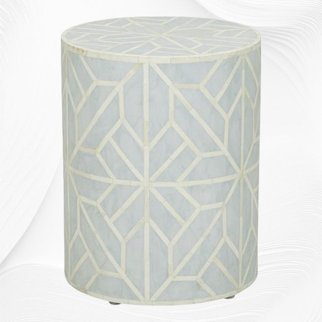 Front Look for the Amelia Bone Inlay Geometric Side Table Sky Blue 1