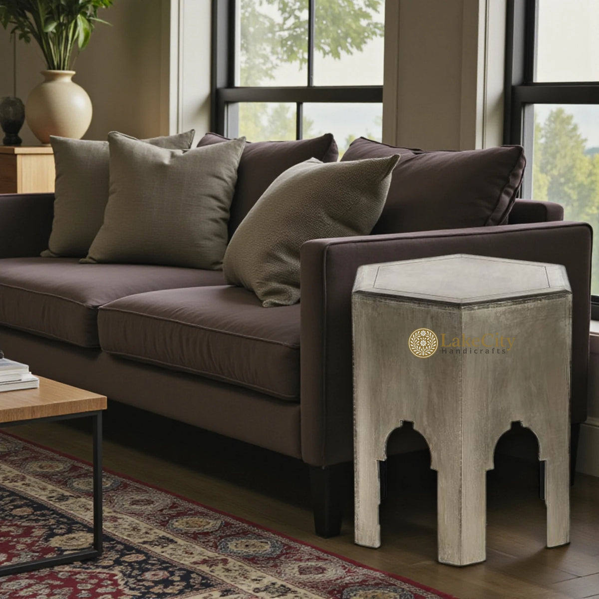 Anatole White Metal Side Table