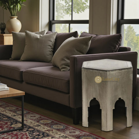 Anatole White Metal Side Table