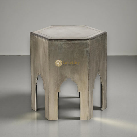 Anatole White Metal Side Table