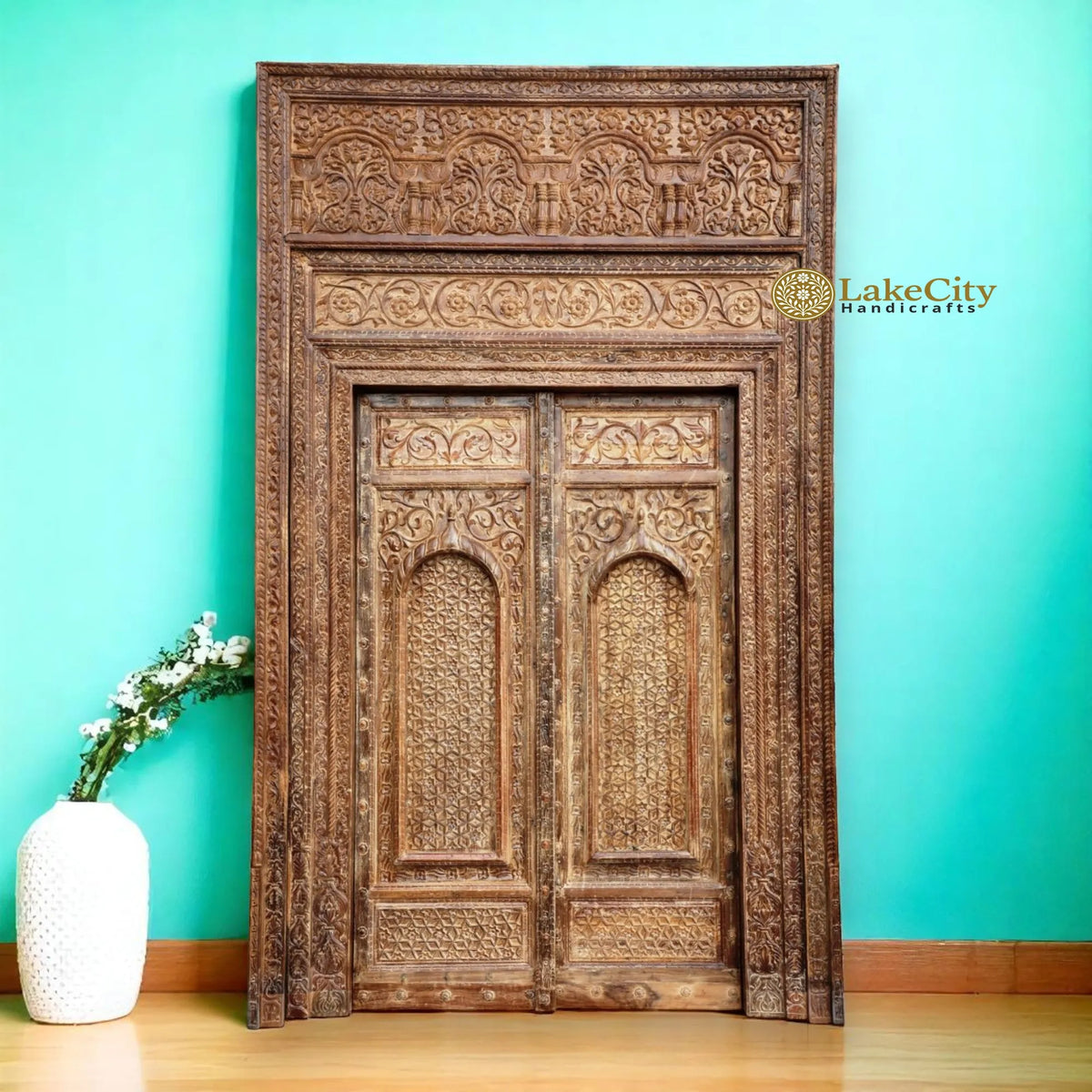 Antique Style Mihrab Indian Door Panel Brown