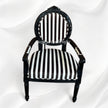 Shop the Archibald Baroque Velvet Stripped Black Chair with Arm 3