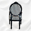 Back view of the Archibald Baroque Velvet Striped Black Chair with arms 4