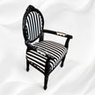 Top class Archibald Baroque Velvet Stripped Black Chair with Arm 2