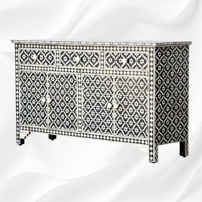 Handcrafted Arctic Bone Inlay Sideboard in Black 1