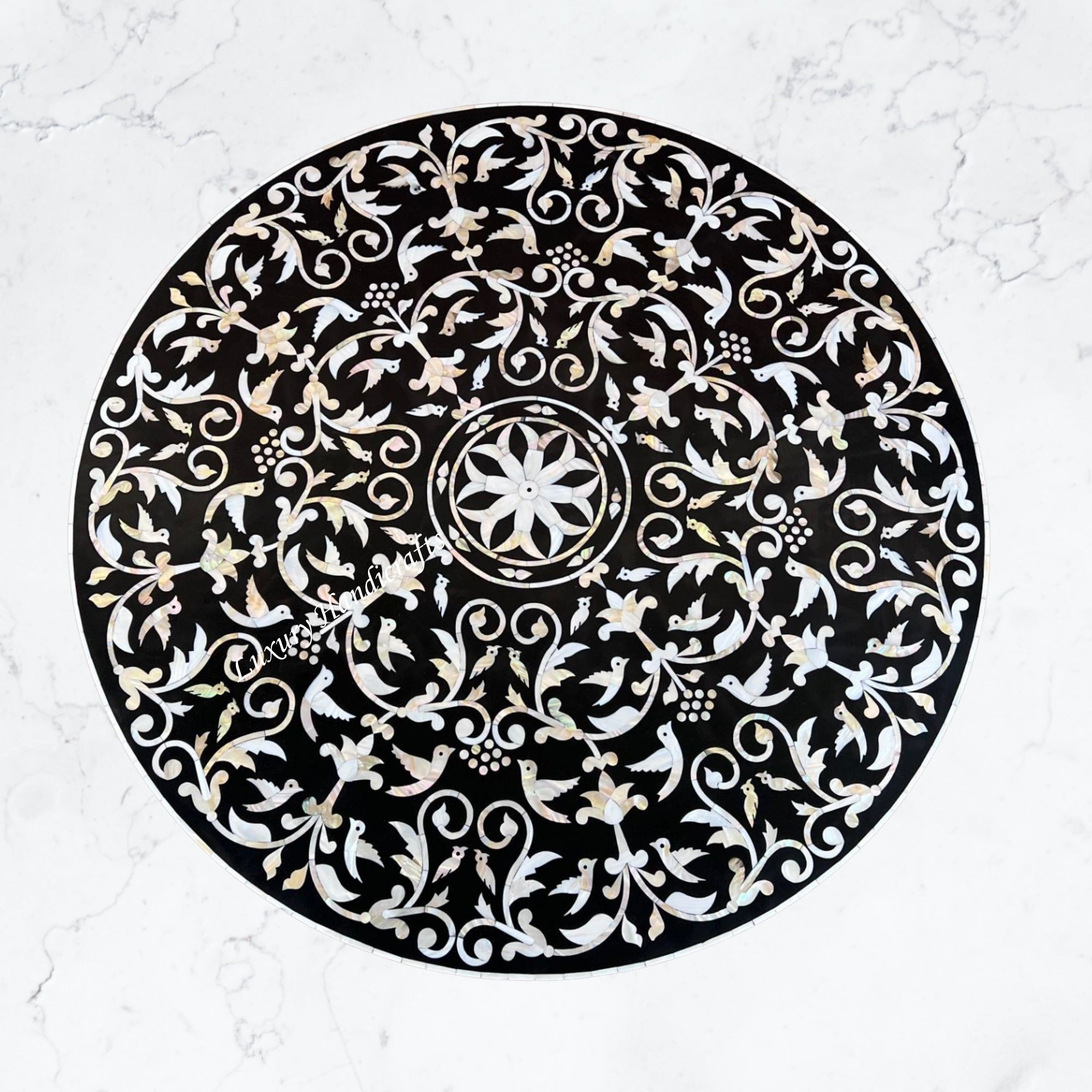 Buy the Bird Mother of Pearl Inlay Coffee Table in Black 2