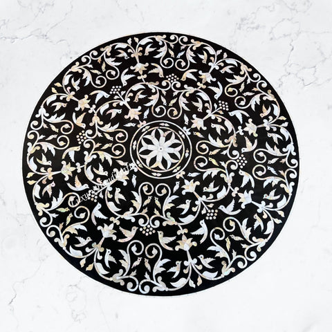 Buy the Bird Mother of Pearl Inlay Coffee Table in Black 2