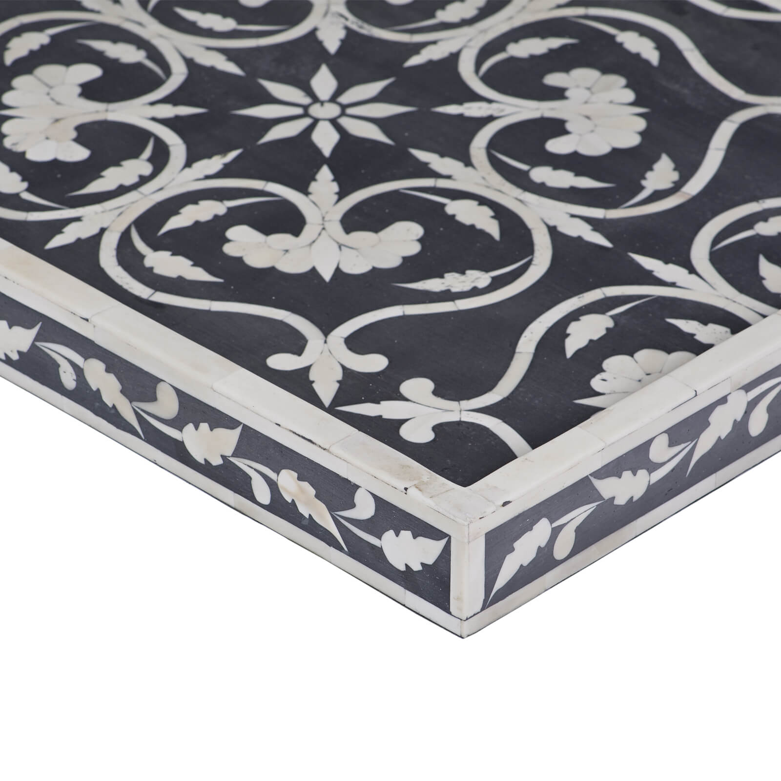 Bone Inlay Flower Tray Black 2