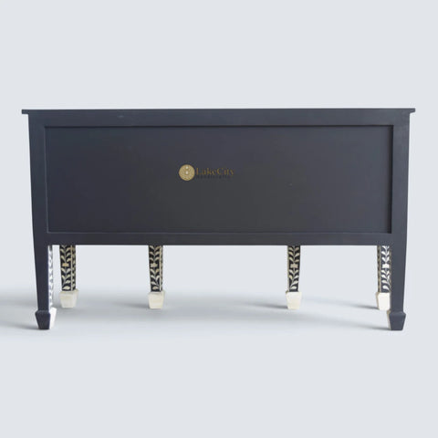 Bone Inlay Floral Design Victorian Buffet Black