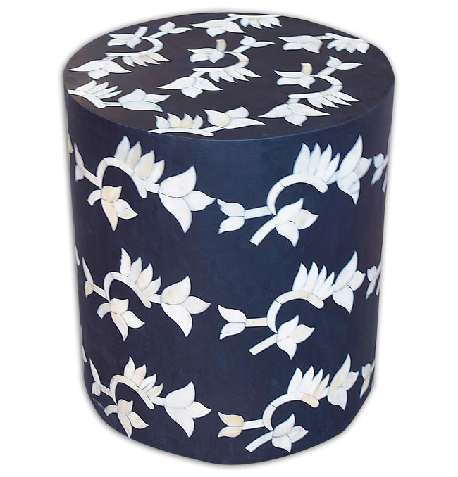 Black Bone Inlay Flower Stool 1