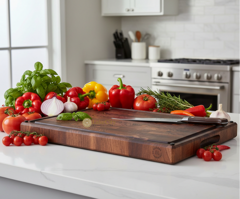 Black Walnut End Grain Cutting Board with Non-Slip Feet