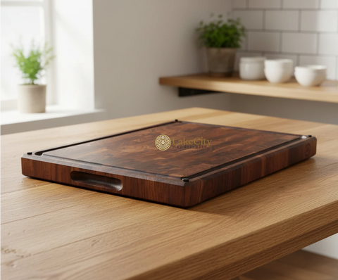 Black Walnut End Grain Cutting Board with Non-Slip Feet