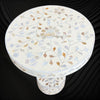 Blooming Flowers MOP Inlay Round Accent Table Beige 1