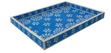 Flower Bone Inlay Tray Blue 1