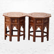 Bone Inlaid Octagonal Side Table Brown 5