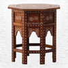 Bone Inlaid Octagonal Side Table Brown 3