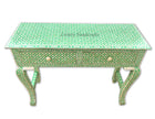 Bone Inlay 2 Drawer Geometric Console Green 2