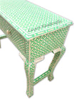 Bone Inlay 2 Drawer Geometric Console Green 5