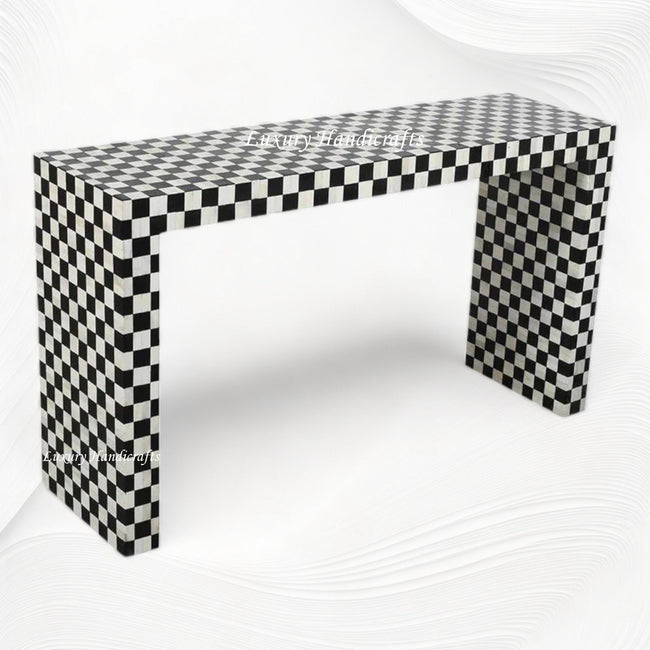 Bone Inlay Checkerboard Console Black 1