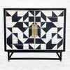 Bone Inlay Geometric 2 Door Cabinet Black 1