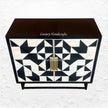 Bone Inlay Geometric 2 Door Cabinet Black 2