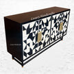 Bone Inlay Geometric 4 Door Sideboard Black 4