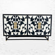 Bone Inlay Geometric 4 Door Sideboard Black 1