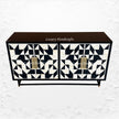 Bone Inlay Geometric 4 Door Sideboard Black 2