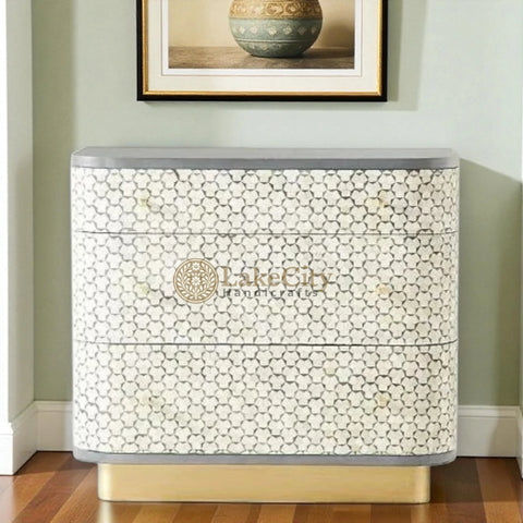 Targua Bone Inlay 3 Drawer Chest Black