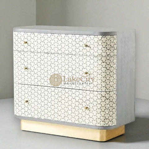 Targua Bone Inlay 3 Drawer Chest Black